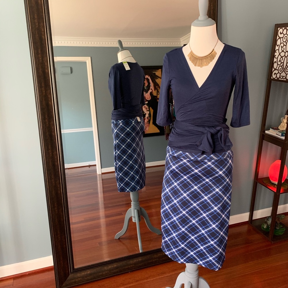 Pencil Skirt - Blue Plaid